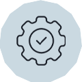 Icono de un engranaje con una marca de verificación