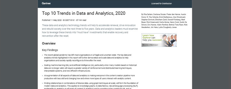 Artículo: Top 10 Trends in Data and Analytics, 2020 Imagen