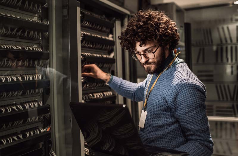 Network engineer in modern data center