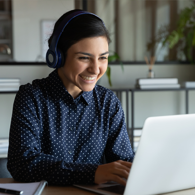 woman with headset on